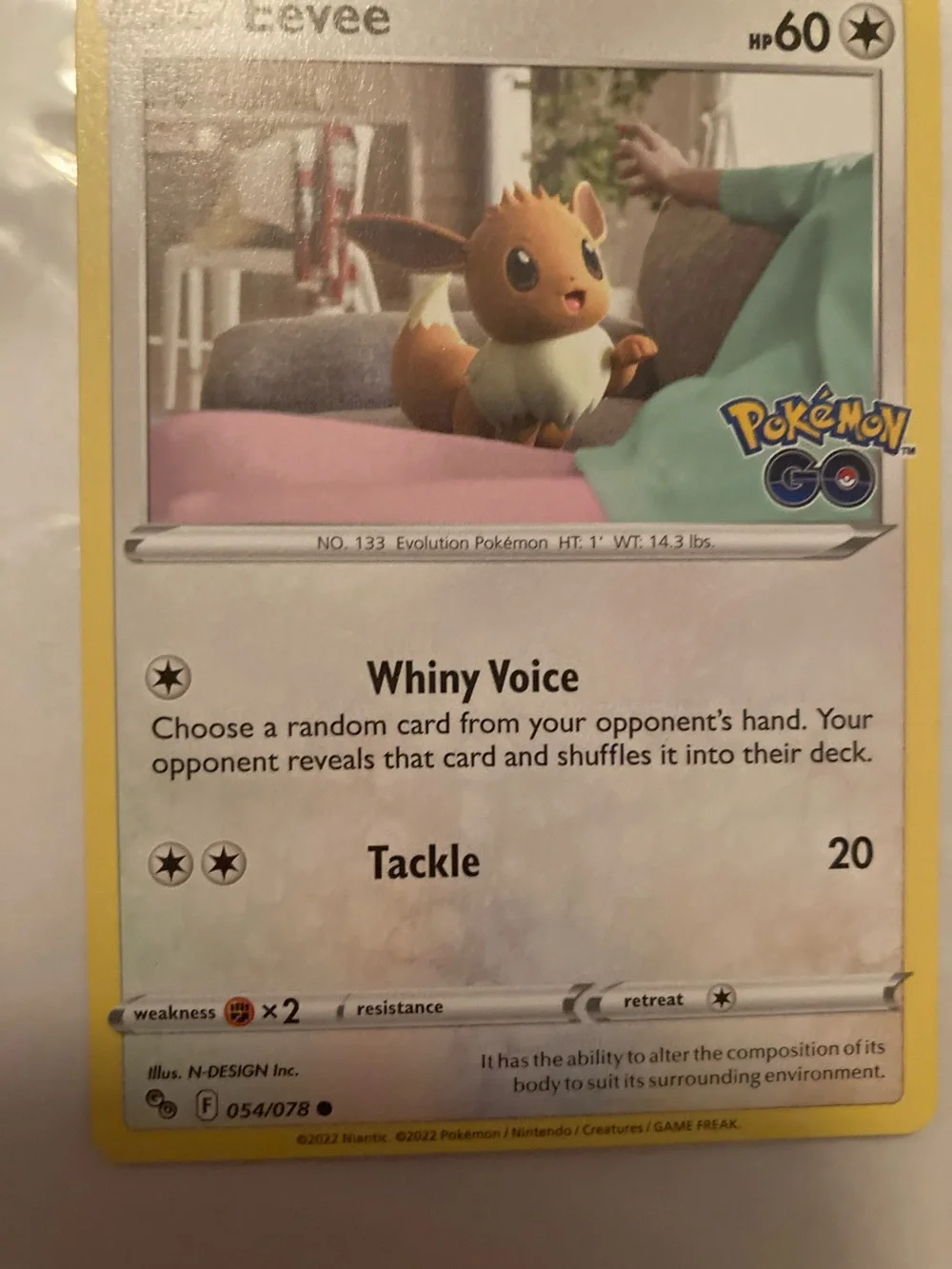Pokemon Eevee Trading Card - Yellow Border, Brown Eevee
